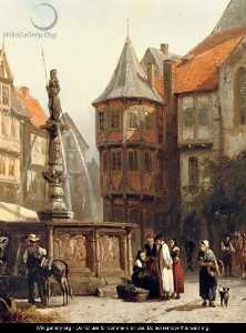 Marketday in front of the Town Hall of Hildesheim