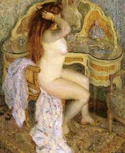 Nude Seated At Her Dressing Table