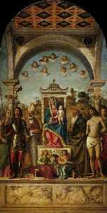 Madonna und Kind inthronisiert mit  die heiligen