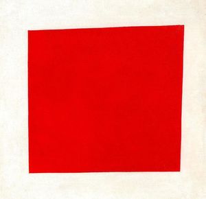 cuadrado rojo . realismo pictórico de una campesina en dos dimensiones
