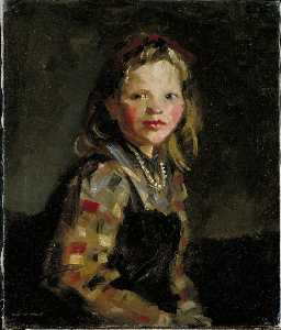 少女の肖像画、市松ブラウス