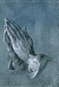 Estudio de manos de un apóstol rezando  manos