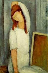 ジャンヌhebuterne の肖像 , 左 腕 彼女の背後にあります ヘッド