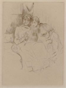 Berthe Morisot Dessinant avec sa Fille