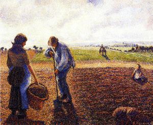 paysans dans le terrain , Eragny