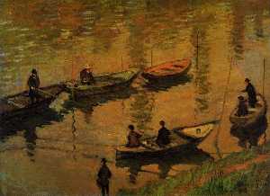 Les pêcheurs sur la Seine à Poissy