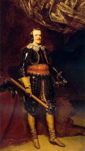 Felipe IV, armado con un león a los pies