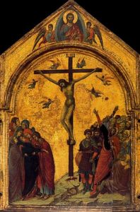 Crucifixión con San Nicolás y San Gregorio. Crucifixión