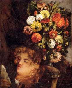 cabeza de un mujer con flores