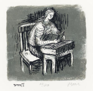 Girl Seated at Desk V; and Seated Figure