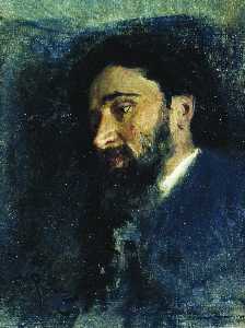 Portrait of writer Vsevolod Mikhailovich Garshin. Study.