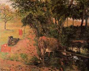 пейзаж с Коровы  в  В  Фруктовый сад