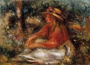 giovane donna seduti sul erba
