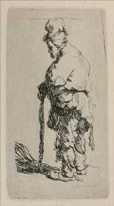 Une Mendiant Debout , vu de profil à gauche