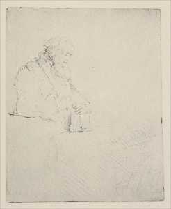 An Old man Resting his Hands Upon a Book