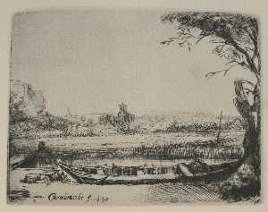Landscape with a Canal and Large Boat