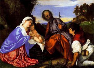 The Holy Family and a Shepherd