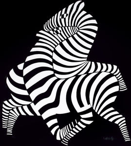 Zebras (full body white on blue-black)