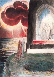 Dante y Virgilio ante el ángel guardián de la puerta del purgatorio