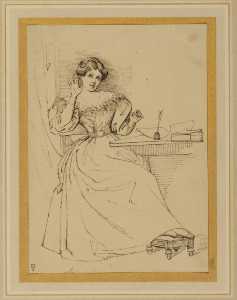 Lady seated at a table