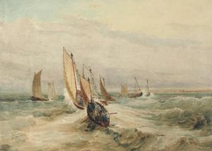Fishing Boats In A Squall Off Fleet, Hampshire