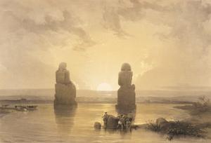 Estatuas De Memnon en Tebas durante la inundación