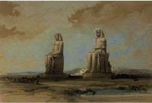 Statues de Memnon dans la plaine de Thèbes