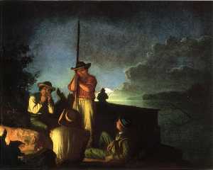 Wood-Boatmen en un Río