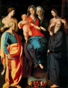 madonna und kind mit st . anne und der die heiligen , Sebastian , Peter , Benedikt
