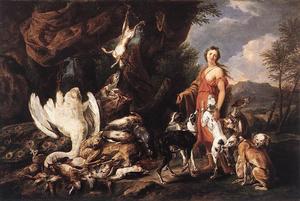 Diana mit ihren Jagdhunden neben Tötung