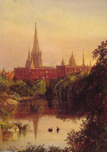 A View in Central Park ­ The Spire of Dr. Hall's Church in the Distance