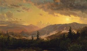 coucher du soleil après a tempête dans le Catskill Montagnes