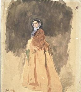 Portrait of Madame Sabatier, holding a small green umbrella