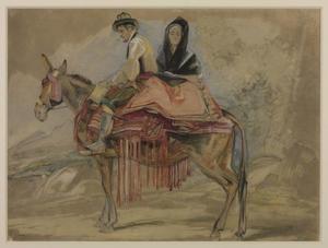 Spanish Couple Riding a Mule