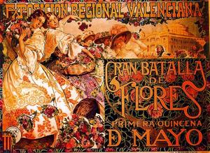 Plakat für die Exposición Valenciana. Gran Batalla de Flores