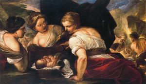 的女儿 的 Cecrops 打开 篮子 在其中 宝宝 厄里克托尼俄斯  是