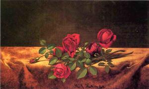roses `lying` sur or velours