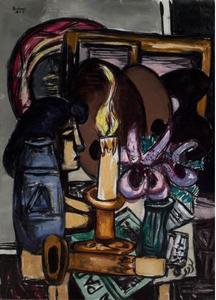 Still Life with Two Large Candles