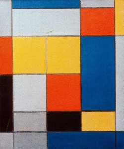 Composition with Red, Blue and Yellow-Green