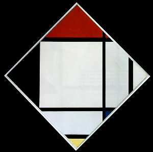 Lozenge Composition with Red, Black,Blue and Yellow