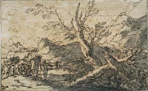 Landscape, with a group of figures on the left