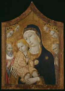 jungfrau und kind mit heiligen hieronymus , bernhardin von siena , und engel