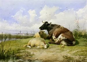 a 牛と 二つ 羊