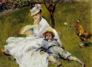 カミーユ·モネとアルジャントゥイユで庭で彼女の息子ジャン
