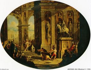 Une Capriccio d'un Classique Palais avec Alexandre au tombeau d'achille