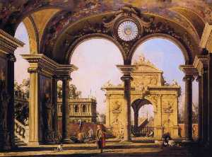 capriccio einer renaissance triumphbogen aus dem portico eines palace gesehen