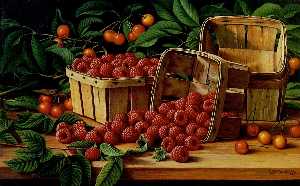 樱桃 和  山莓  在  一个  篮