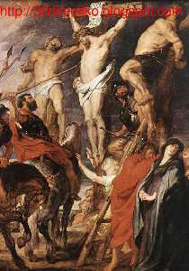 Christ sur la Croix au milieu de  au  deux  voleurs