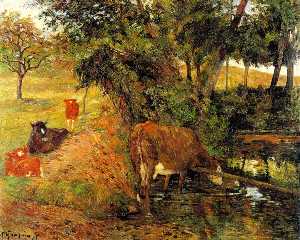 Cows near Dieppe (also known as Landscape with Cows in an Orchard)