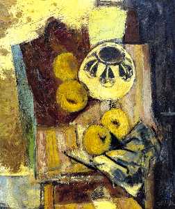 Cubist Still LIfe with Ceramic Bowl and Apples